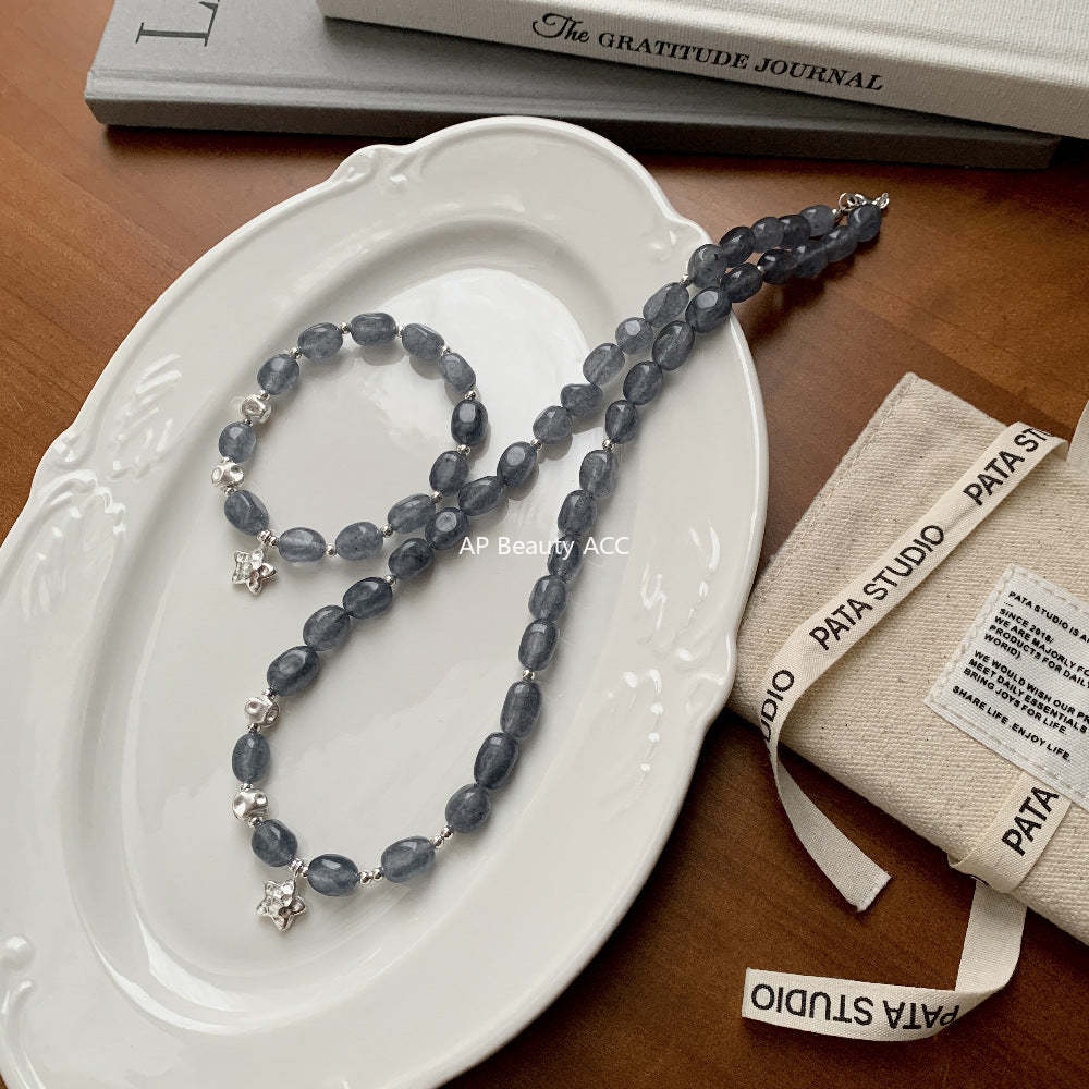 A관 - 별 펜던트 칼세도니 비즈 925 실버 팔찌 목걸이 [1530] 25.11-3