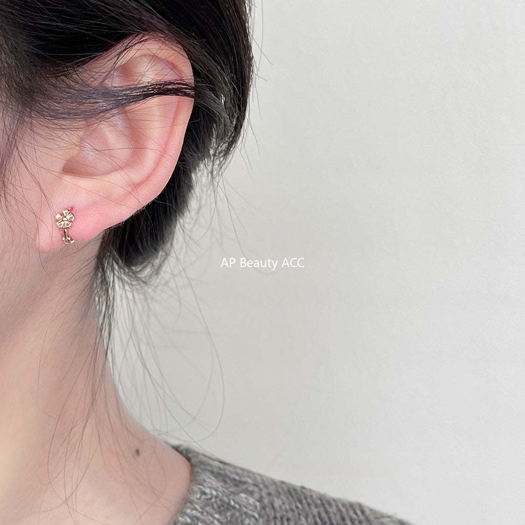 C관 - 간결한 로즈 골드 도금 꽃 귀걸이 귀여운 여성 귀걸이 [3718] 24.04-2