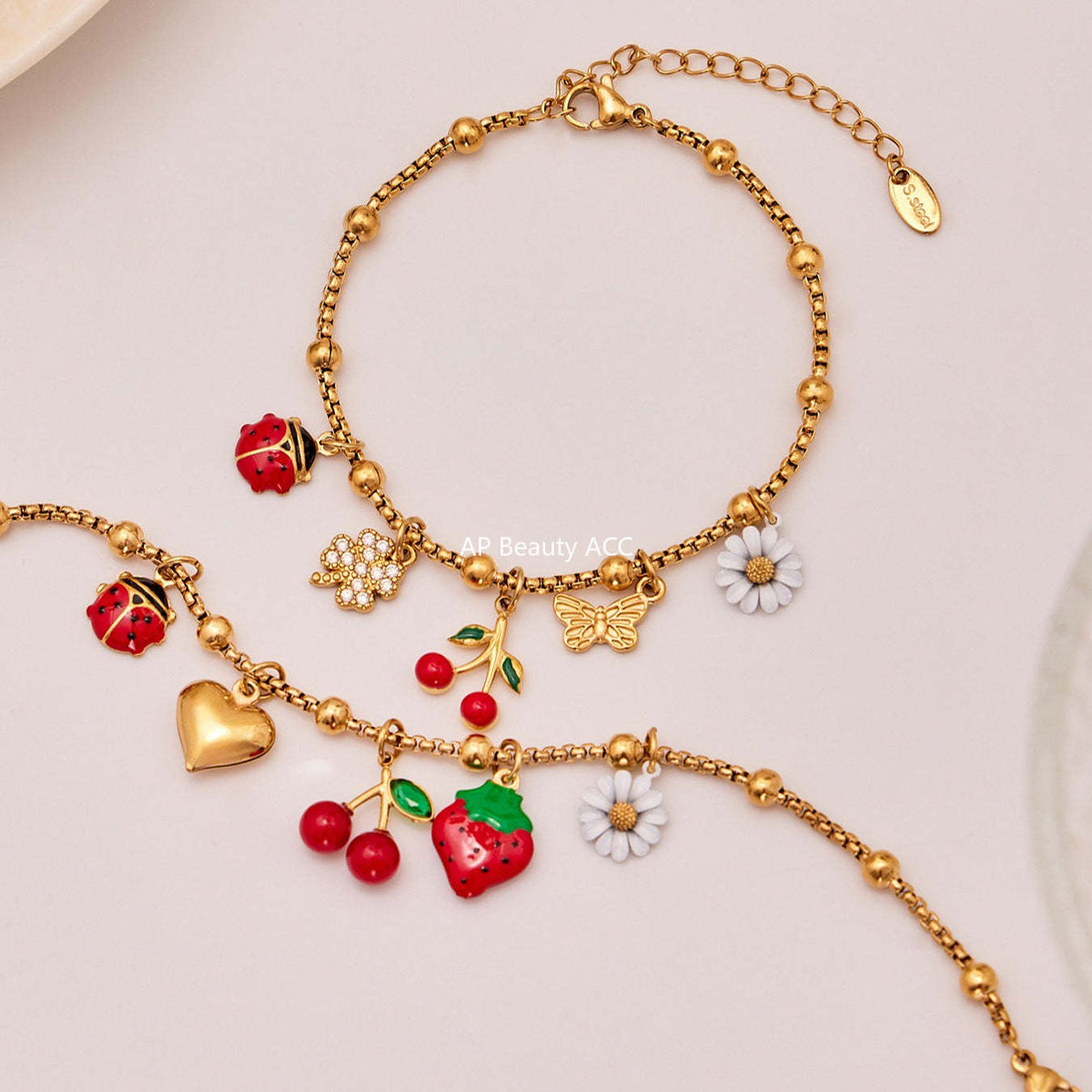 D관 - 스테인리스 스틸 큐빅 체리 딸기 펜던트 목걸이 팔찌 반지 [TXP437] 25.10-4