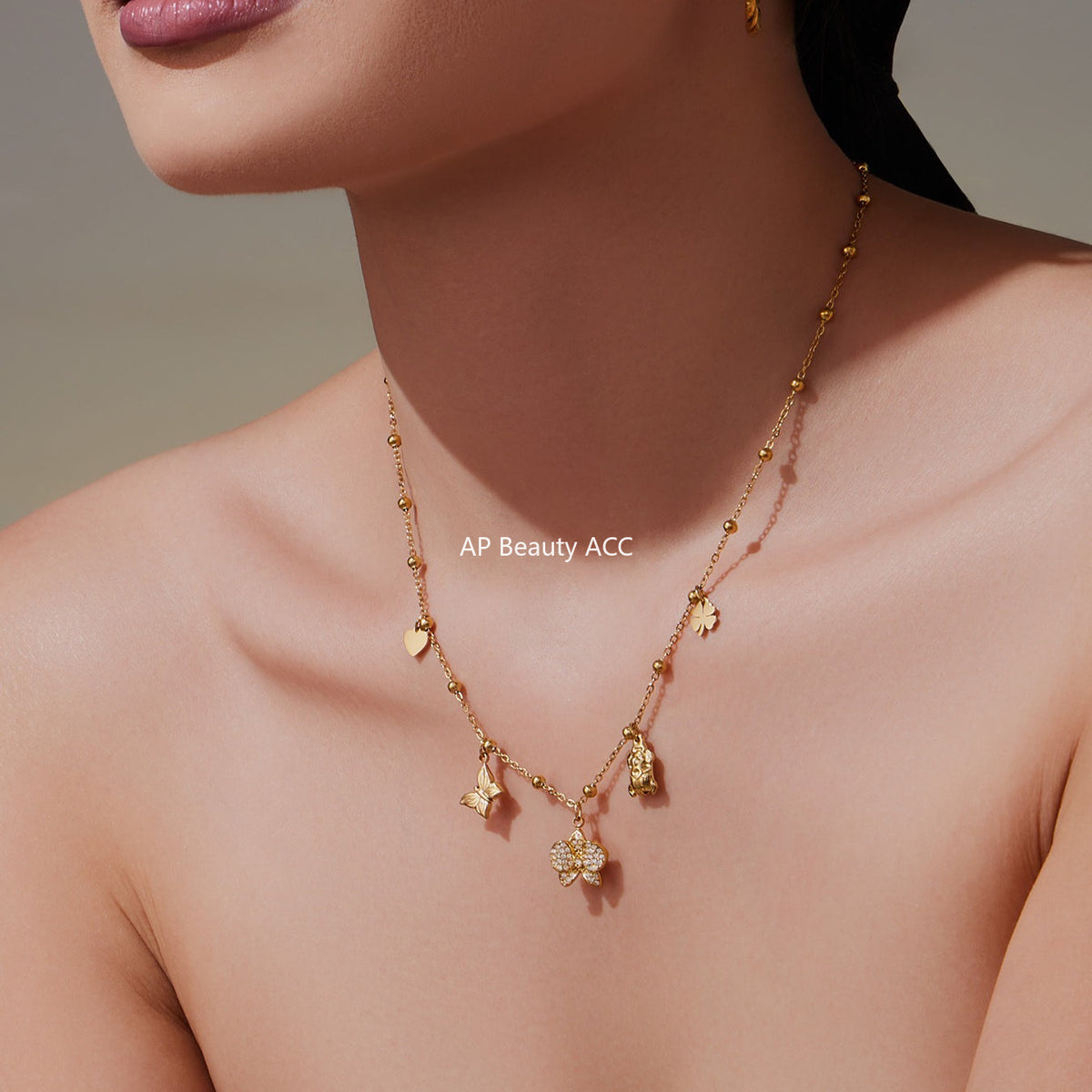 D관 - 스테인리스 스틸 18K 도금 나비 펜던트 목걸이 [P1712] 25.10-3