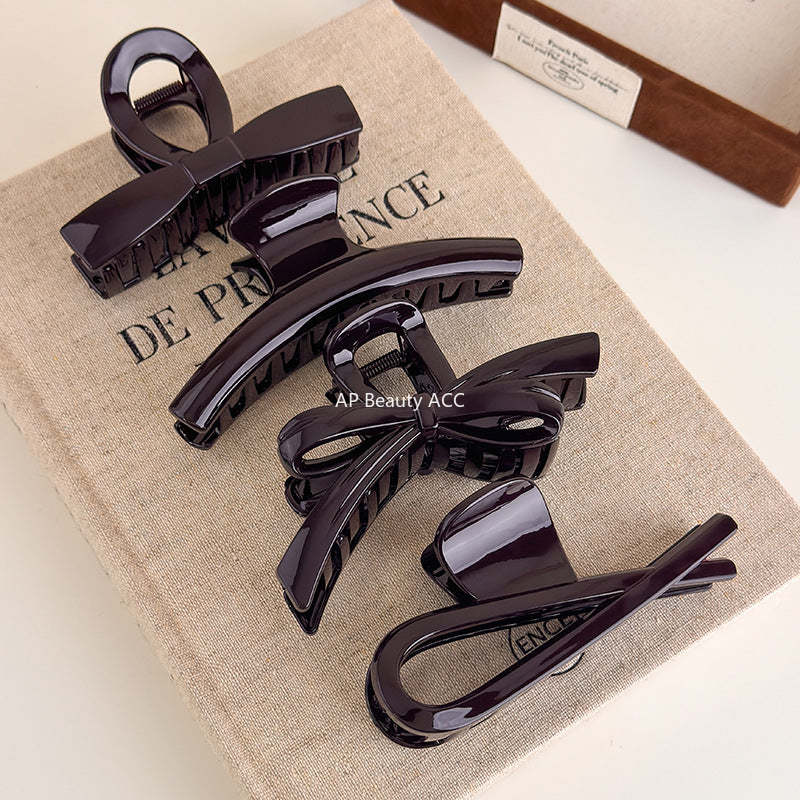 E관 - 초콜릿 브라운 리본 디자인 집게핀 [27614] 25.10-5