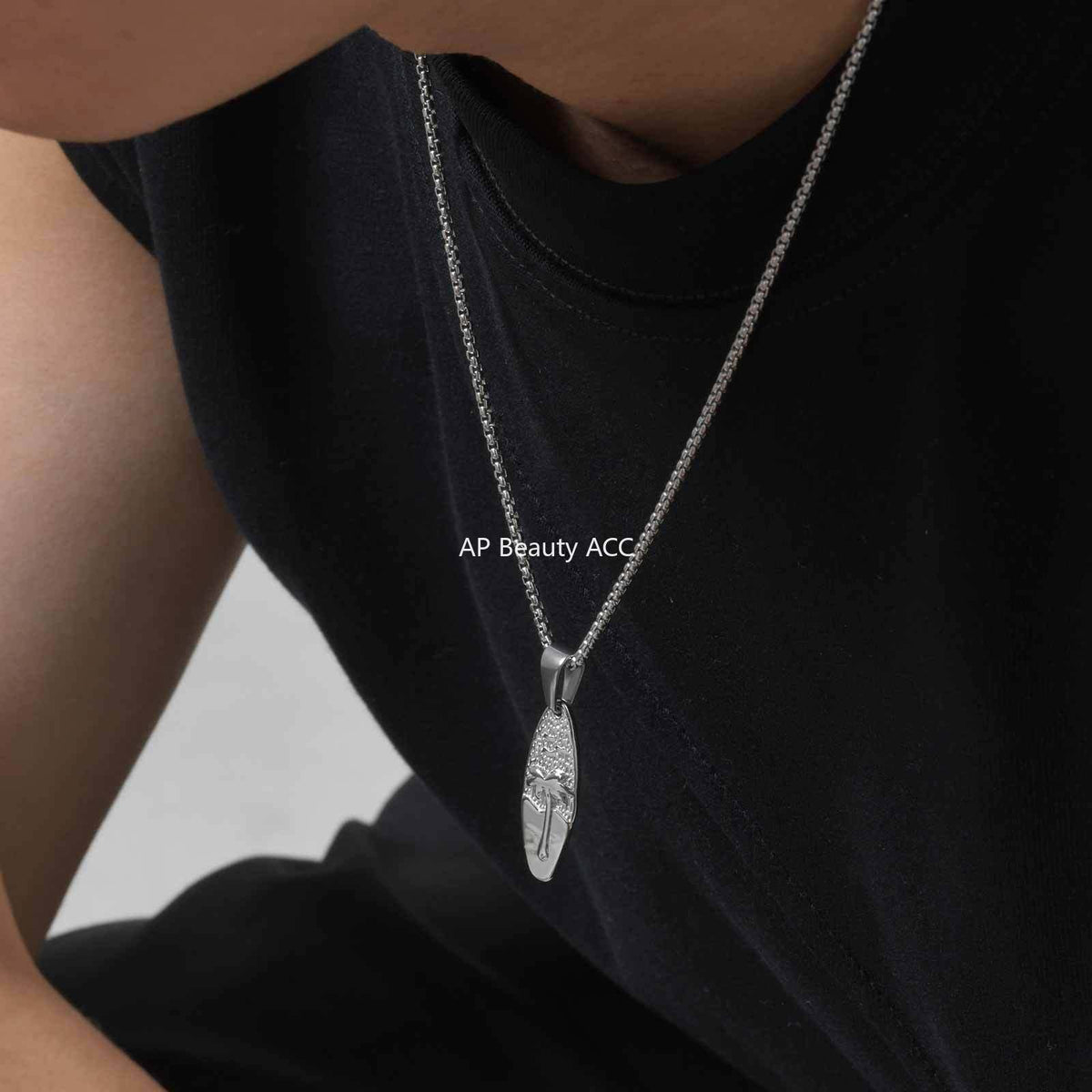 G관 - 스테인리스 타원형 야자수 펜던트 목걸이 [PN-2159] 25.10-5