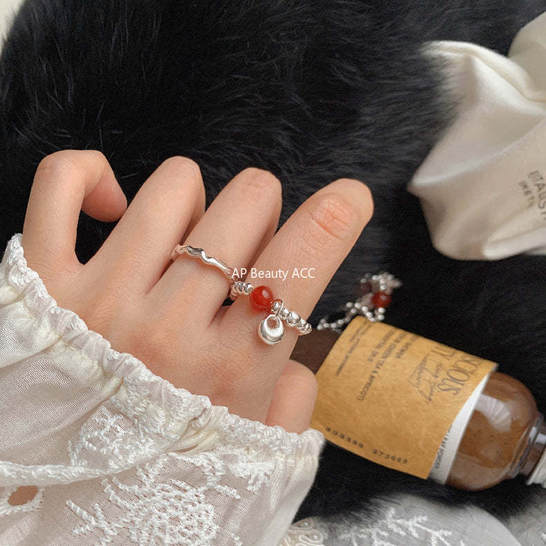 A관 - 미니 펜던트 홍마노 925 실버 비즈 반지 [1520-1527] 25.11-3