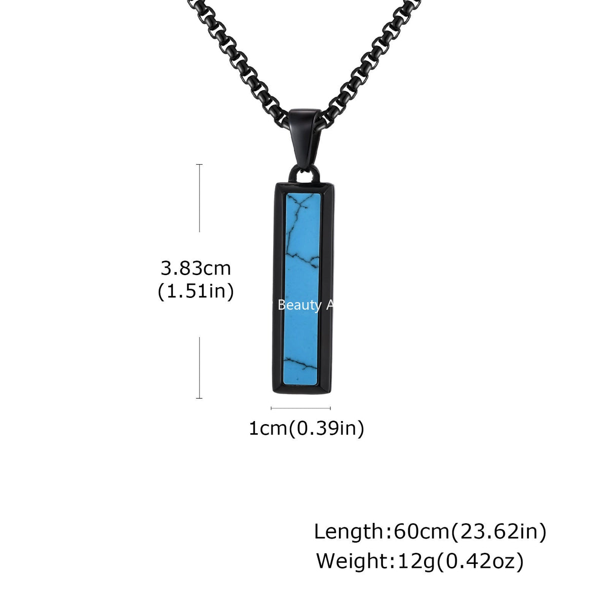 G관 - 스테인리스 오닉스 마노 터키석 펜던트 목걸이 [PN-2221] 25.11-1