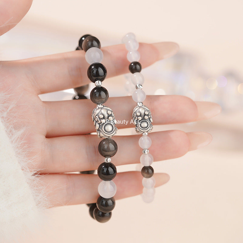 B관 - 999 실버 빈티지 행운 비즈 커플 팔찌 [YC4563SL_1] 25.10-3