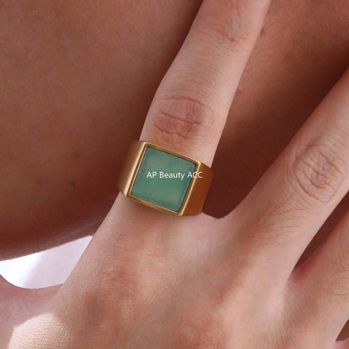 G관 - 스테인리스 스틸 사각 천연석 반지 [RC682] 25.10-5