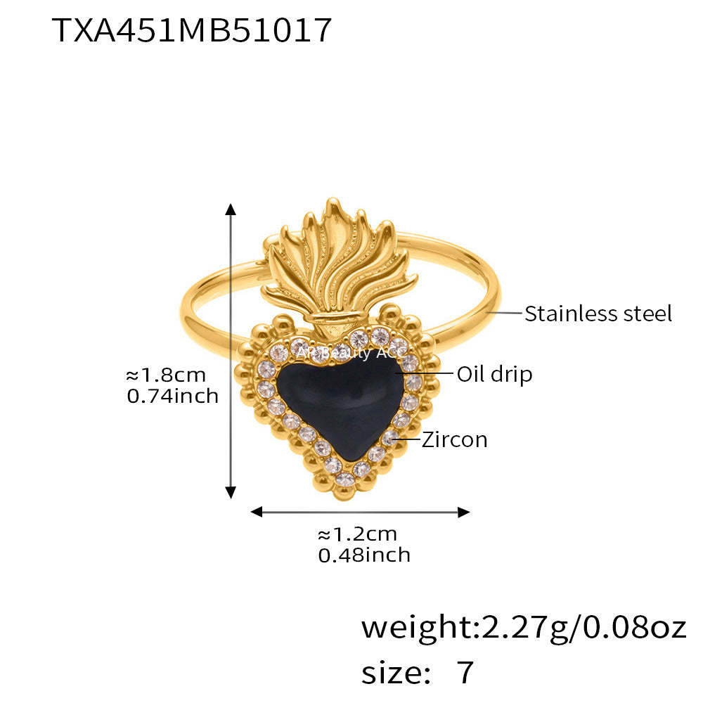 D관 - 18K 도금 스테인리스 스틸 큐빅 왕관 하트 반지 귀걸이 목걸이 [TXP450] 25.10-4