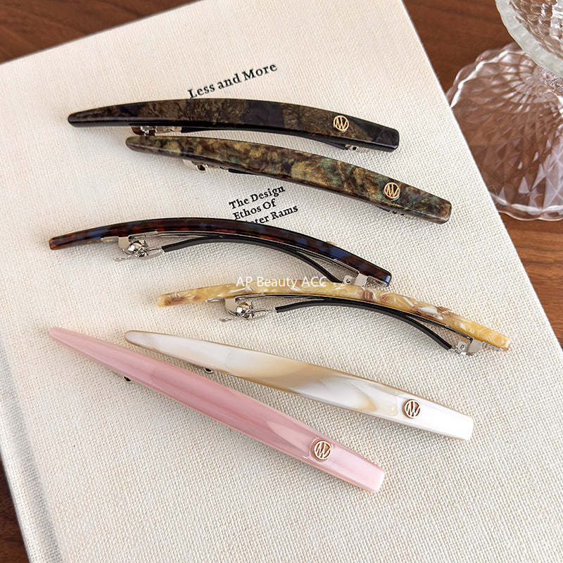 E관 - 일자형 골드 포인트 셀룰로이드 스프링 헤어핀 [27606] 25.10-4