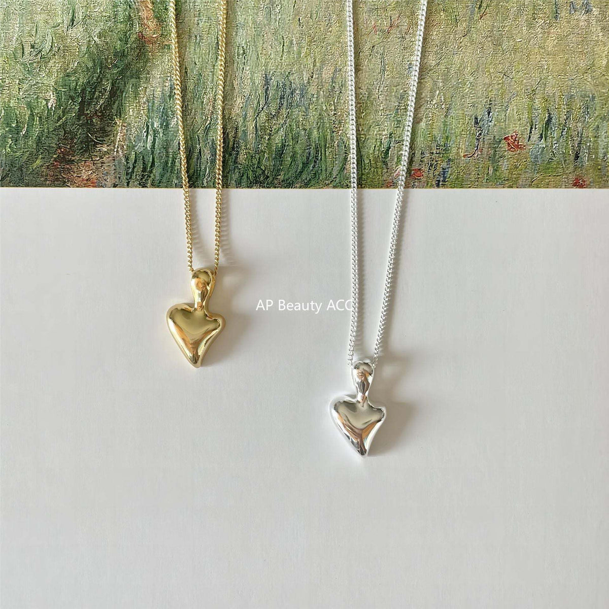 F관 - 925 실버 비정형 하트 펜던트 목걸이 [B1195] 25.12-2