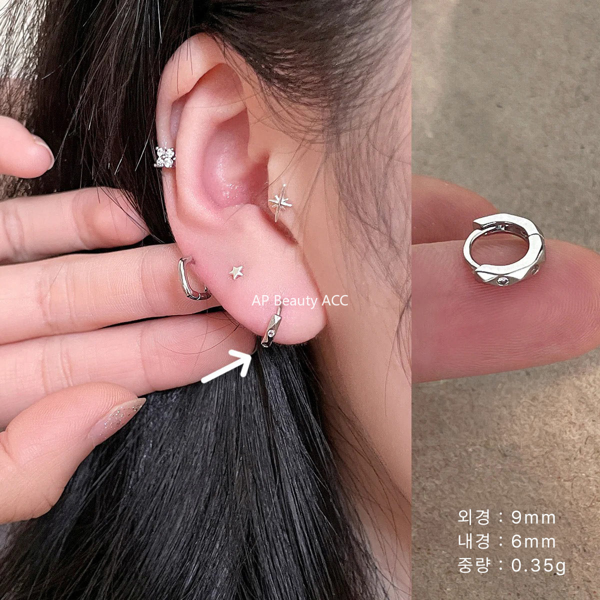A관 - 925 실버 큐빅 링 귀걸이 [EH-4082] 25.08-5