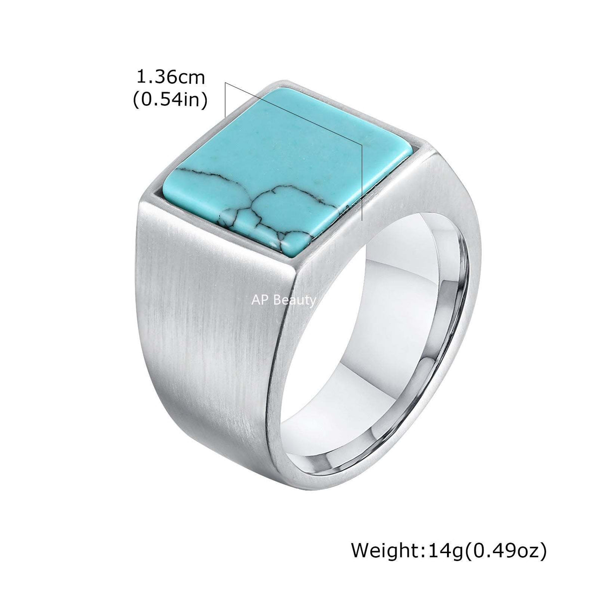 G관 - 스테인리스 스틸 사각 천연석 반지 [RC682] 25.10-5