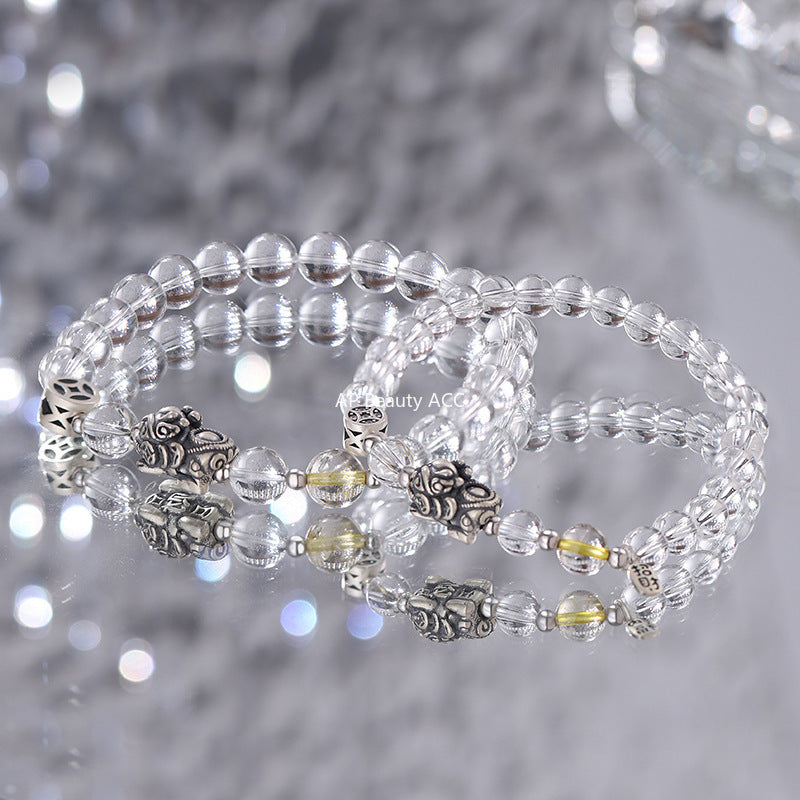 B관 - 999 실버 빈티지 행운 비즈 커플 팔찌 [YC4444SL_1] 25.10-3