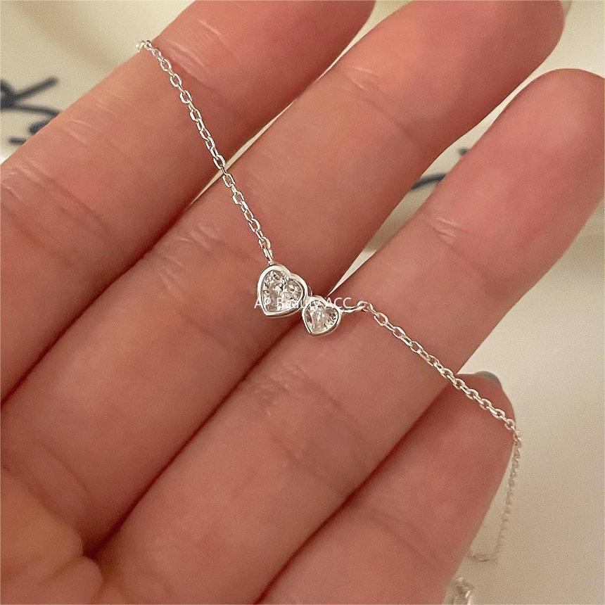 F관 - 925 실버 하트 큐빅 펜던트 목걸이 [B1225] 25.10-3