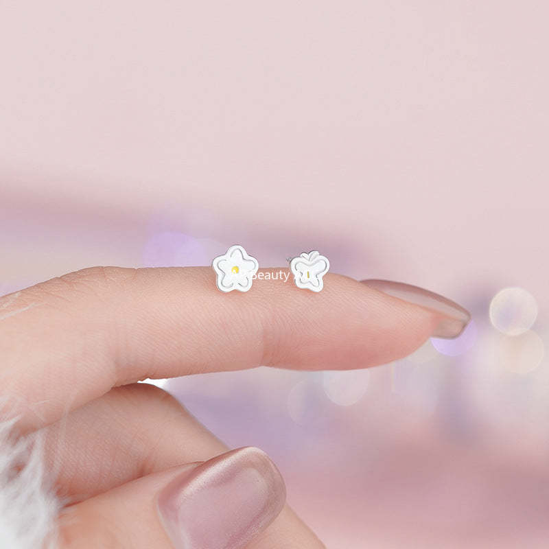 B관 - 언밸런스 나비 플라워 모양 999 실버 귀걸이 [YC4631E_1] 25.11-3