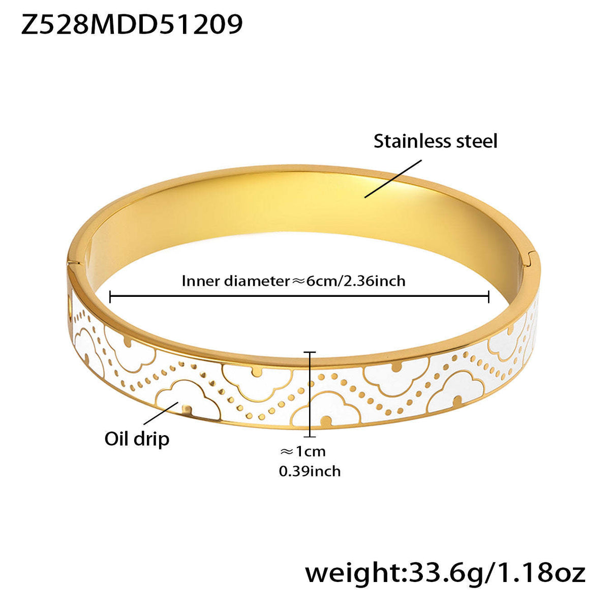 D관 - 스테인리스 스틸 18K 도금 에나멜 문양 버클 팔찌 [Z528] 25.12-3