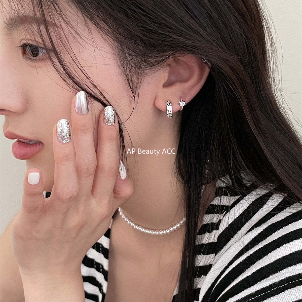 A관 - 별 하트 각인 925 은침 링 귀걸이 [EH-3771] 25.09-1