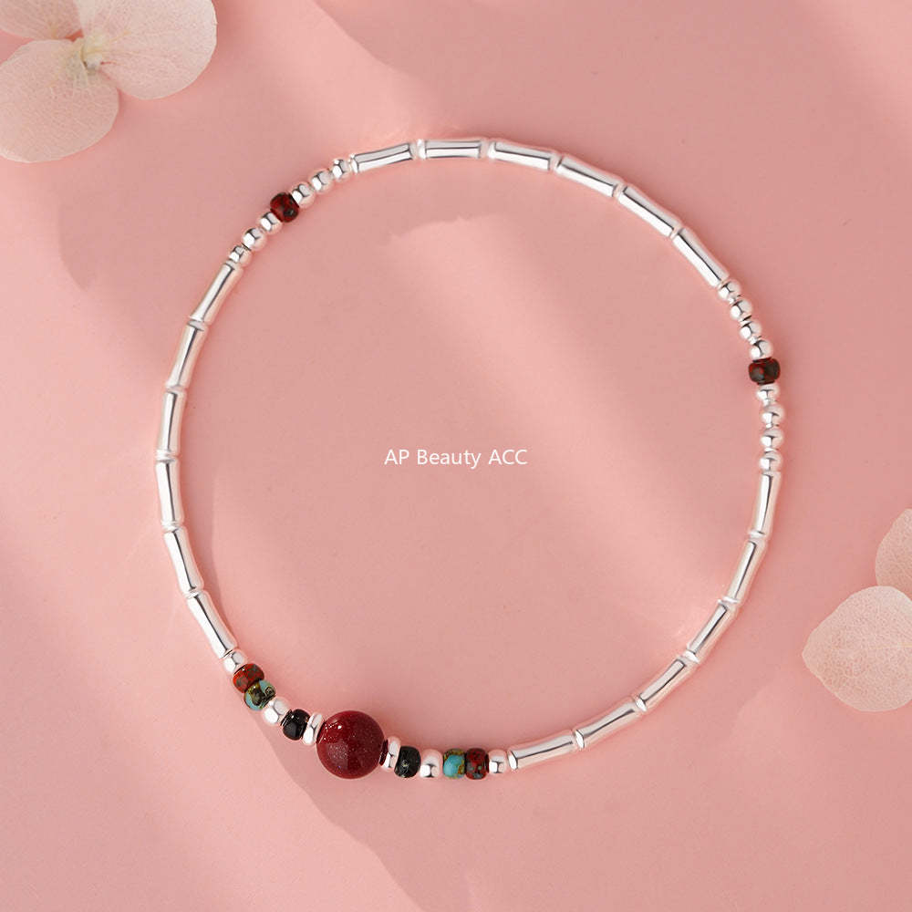 B관 - 925 실버 대나무 마디 모양 비즈 팔찌 [YC4035SL_2] 25.12-3