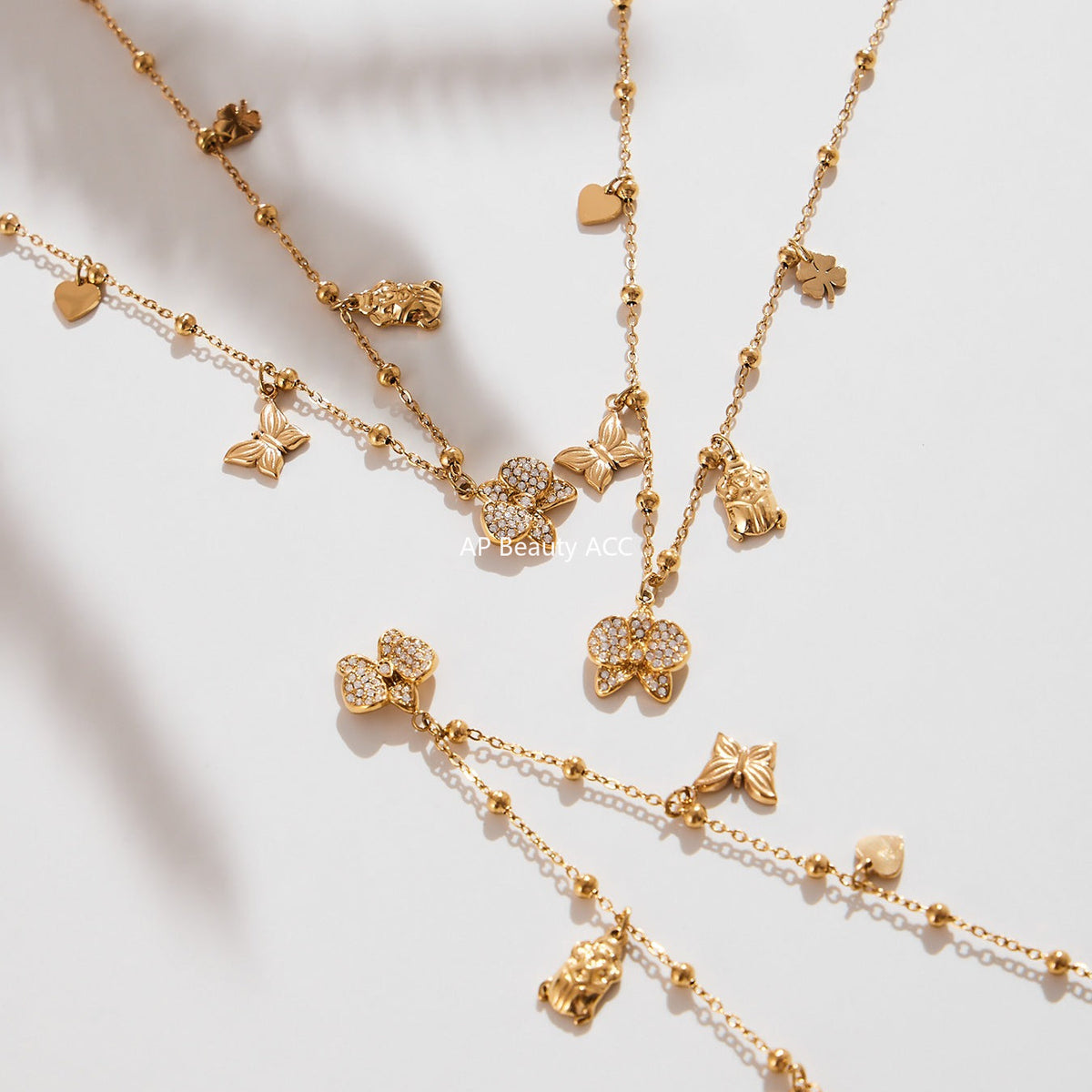 D관 - 스테인리스 스틸 18K 도금 나비 펜던트 목걸이 [P1712] 25.10-3