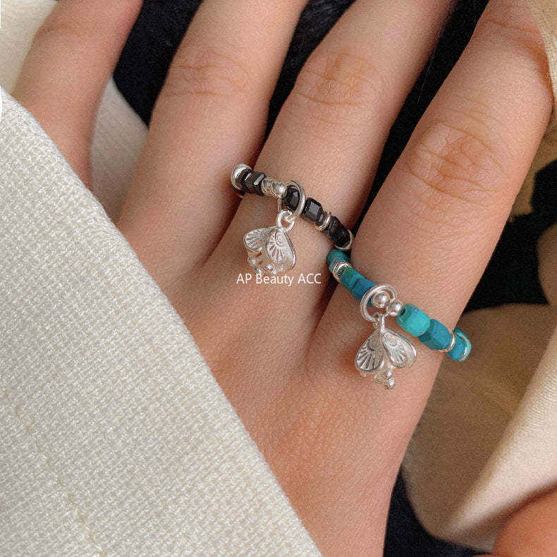 A관 - 플라워 잎사귀 복주머니 말 사과 미니 펜던트 925실버 반지 [RB] 25.11-4