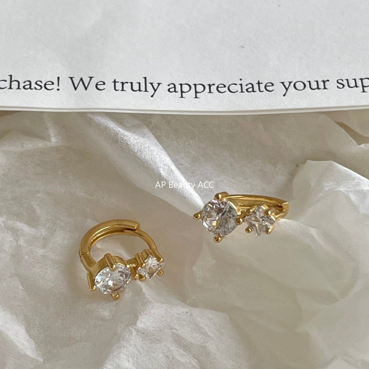 F관 - 925 실버 큐빅 디자인 링 귀걸이 [C1419] 25.11-1