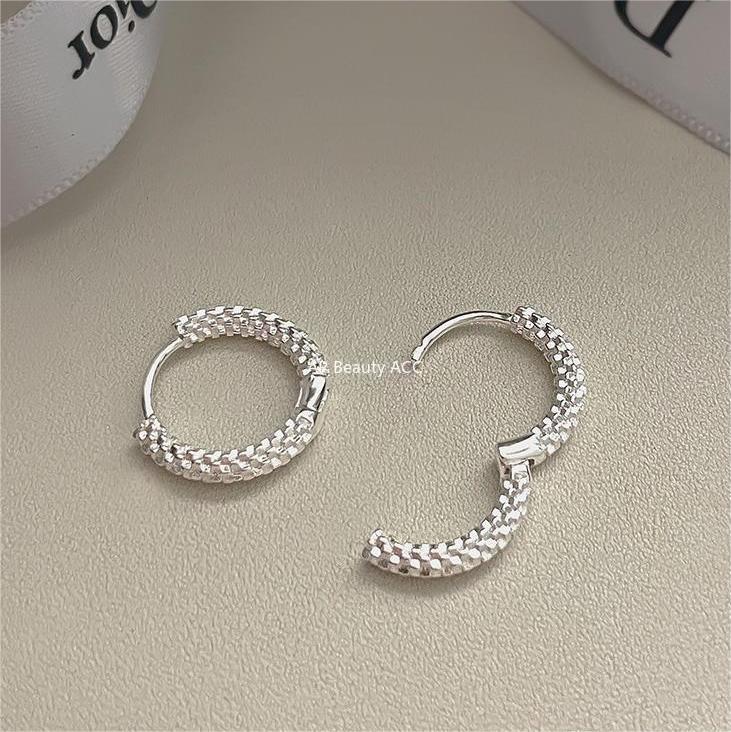 F관 - 925 실버 반짝이는 링형 귀걸이 [C1093] 25.10-4