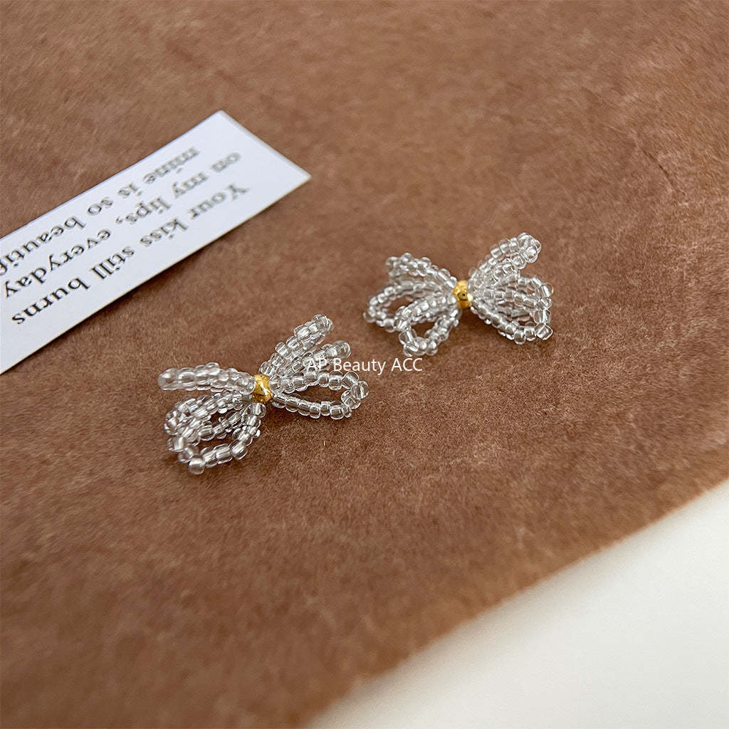 C관 - 14K 도금 글라스 크리스탈 나비 핸드메이드 디자이너 귀걸이 [4498] 24.07-2