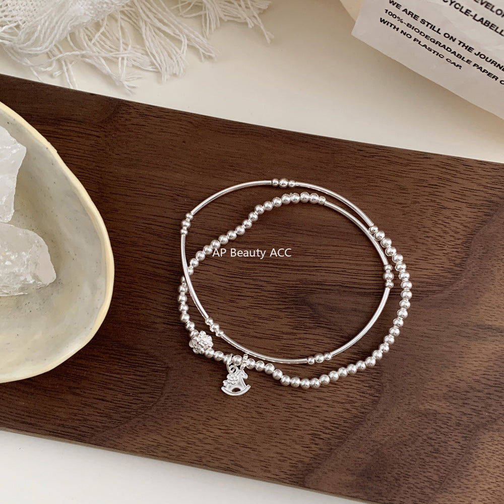 A관 - 925 실버 말 펜던트 튜브 더블 레이어 팔찌 [1601] 25.11-2