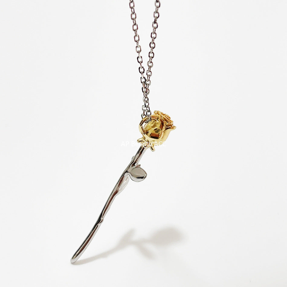 F관 - 925 실버 장미 플라워 펜던트 목걸이 [B366] 25.10-3