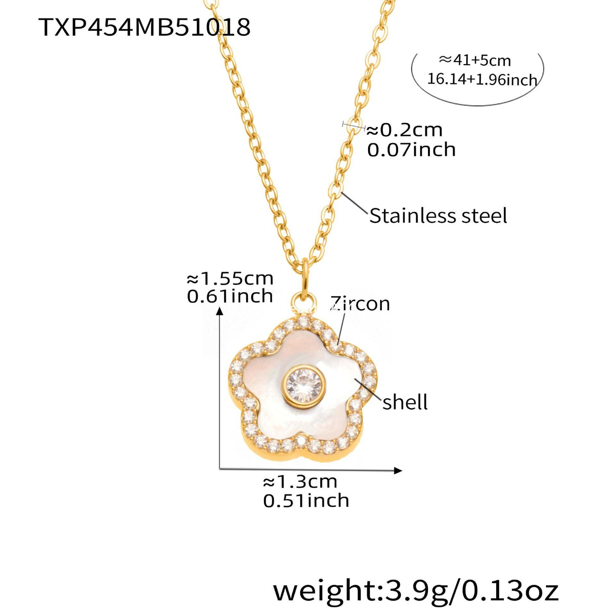 D관 - 스테인리스 스틸 크리스탈 큐브 플라워 큐빅 펜던트 목걸이 팔찌 [TXP453] 25.10-4
