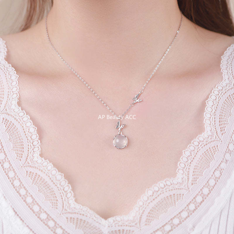 B관 - 999 실버 나비 아게이트 펜던트 체인 목걸이 [YC2043N_1] 25.10-4