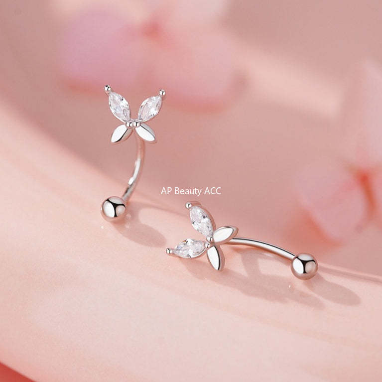 B관 - 999 실버 큐빅 나비 모양 피어싱 귀걸이 [YC10288E_1] 25.11-4