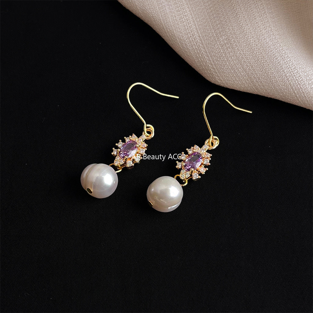 C관 - 천연 담수진주 미니 큐빅 핸드메이드 후크 귀걸이 [7027] 25.11-1