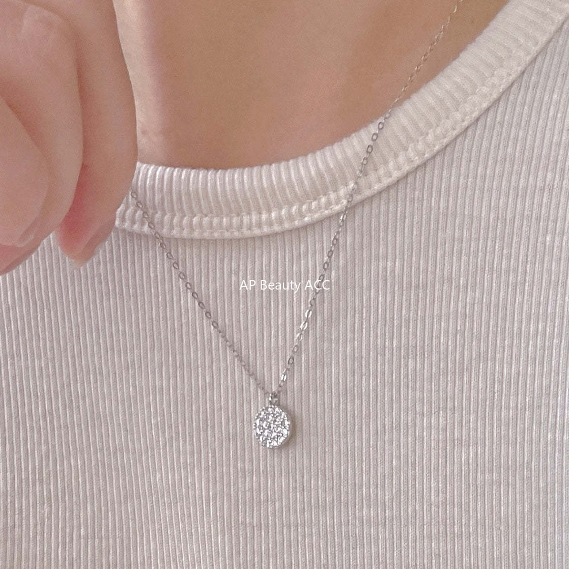 F관 - 925 실버 풀큐빅 원형 펜던트 목걸이 [B1388] 25.11-4