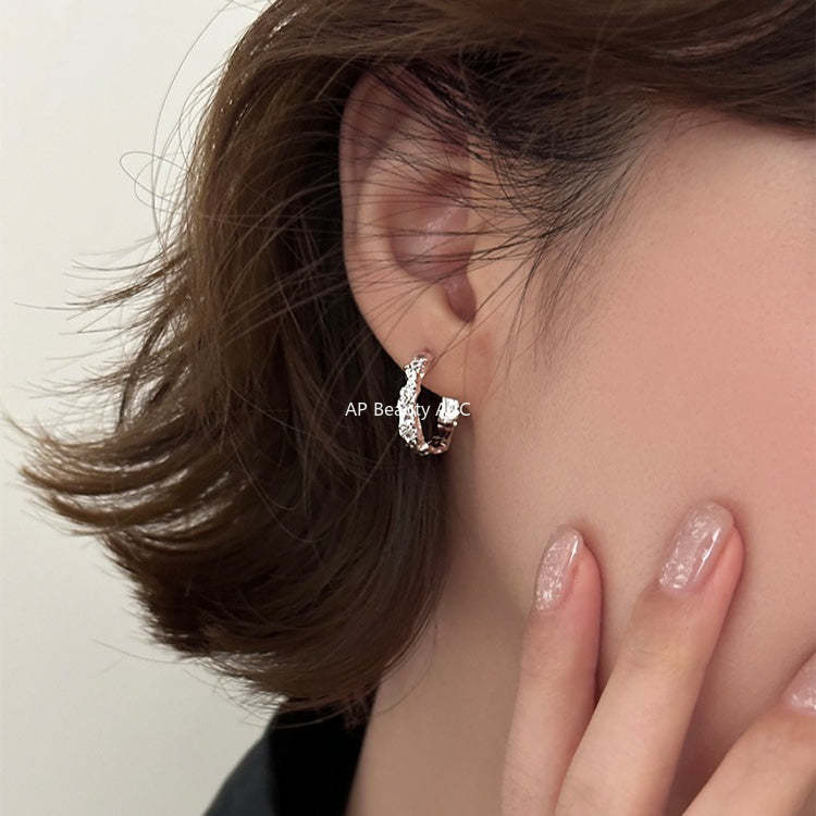 A관 - 비정형 텍스처 925 은침 링 귀걸이 [EH-4315] 25.12-2