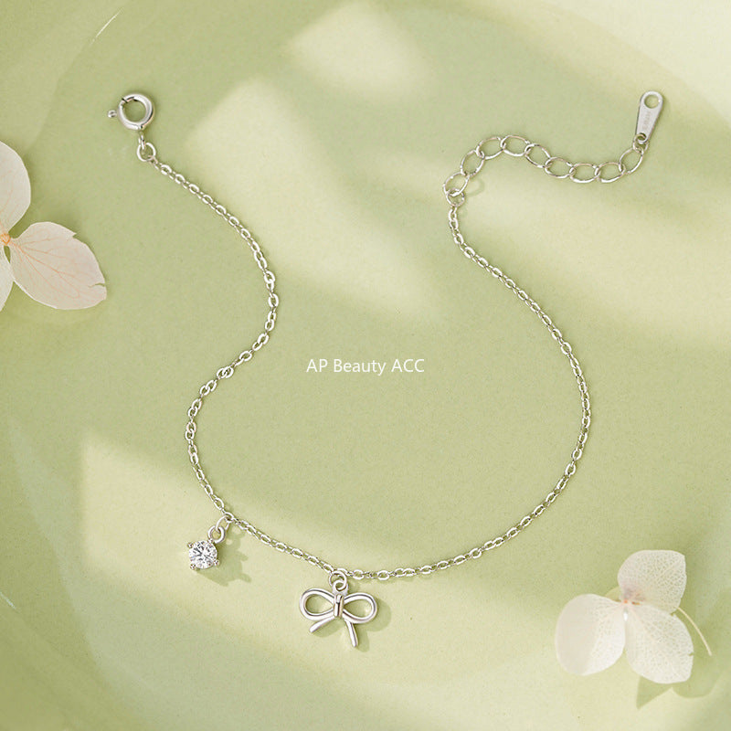 B관 - 999 실버 리본 큐빅 펜던트 팔찌 [YC4519SL_1] 25.11-2