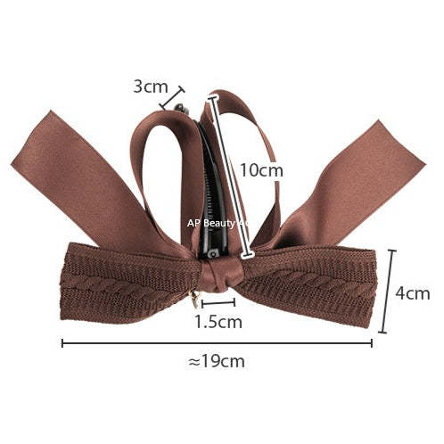 E관 - 레트로 니트 리본 대형 집게핀 [27638] 25.11-1