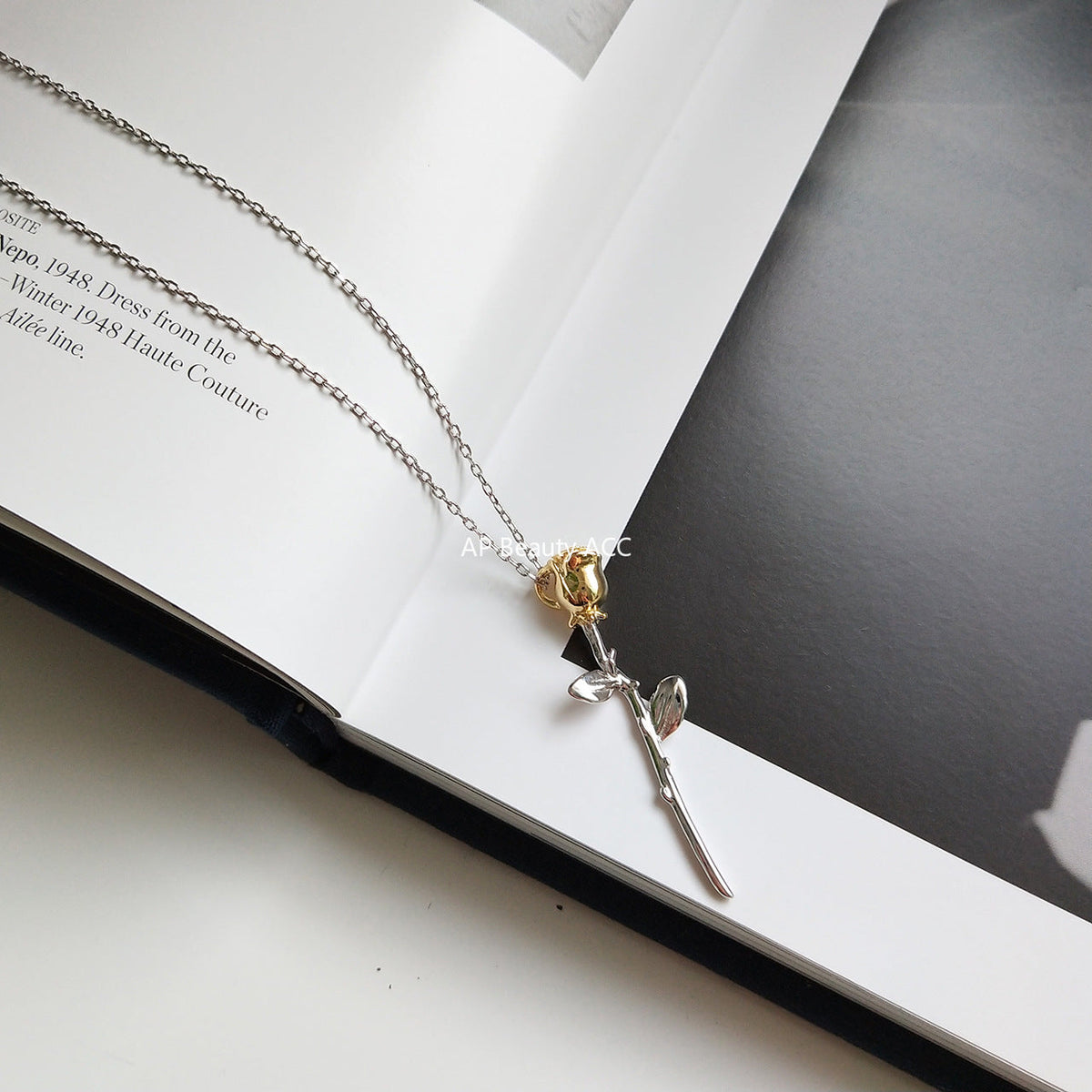 F관 - 925 실버 장미 플라워 펜던트 목걸이 [B366] 25.10-3