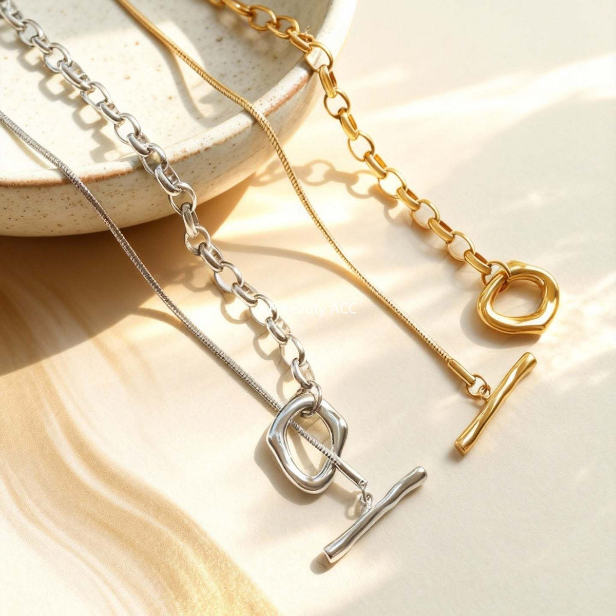 D관 - OT 고리 롱 조절형 18K 도금 스테인리스 스틸 목걸이 [M005] 25.12-2