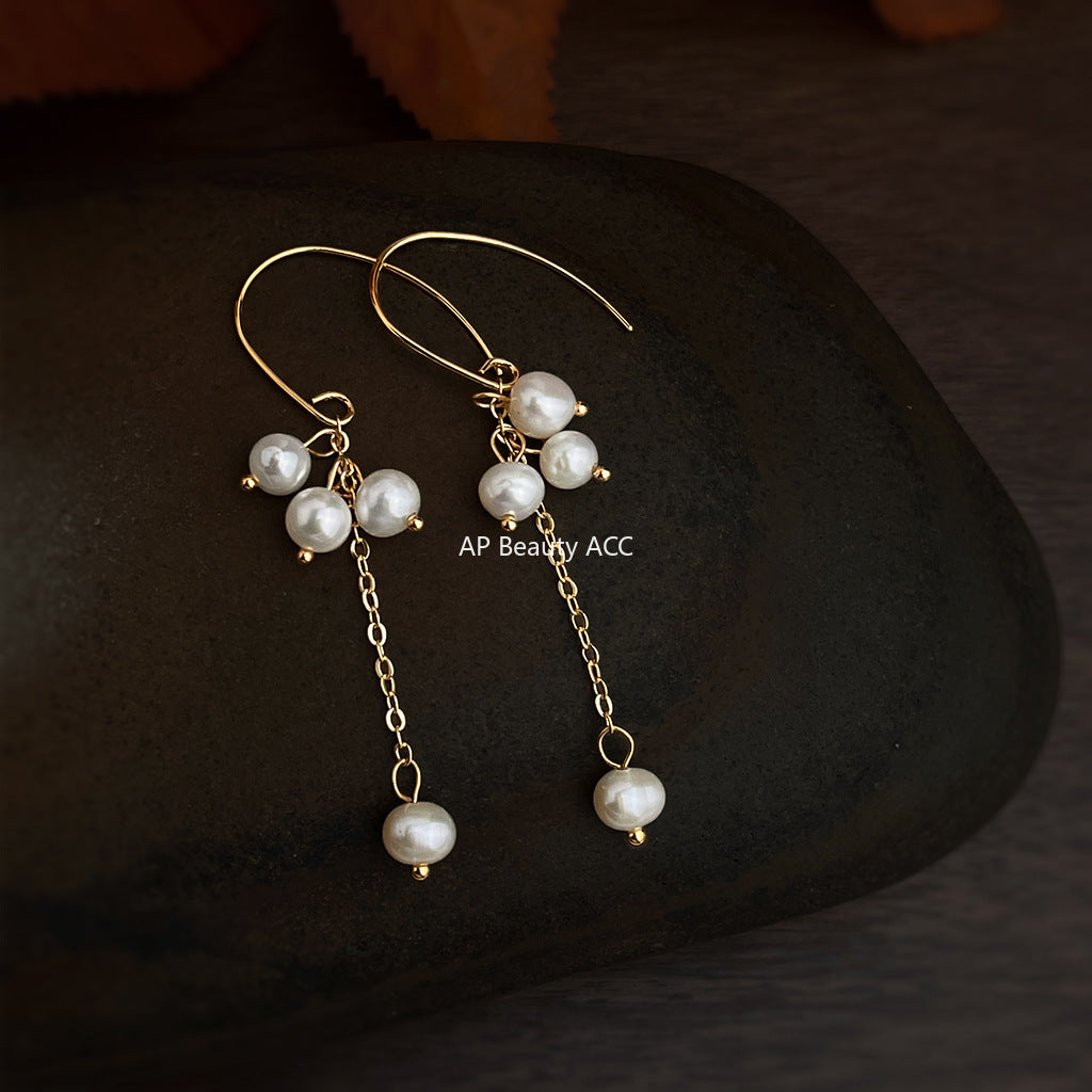 C관 - 핸드메이드 담수진주 핸드메이드 롱 드롭 귀걸이 [6499] 25.10-3