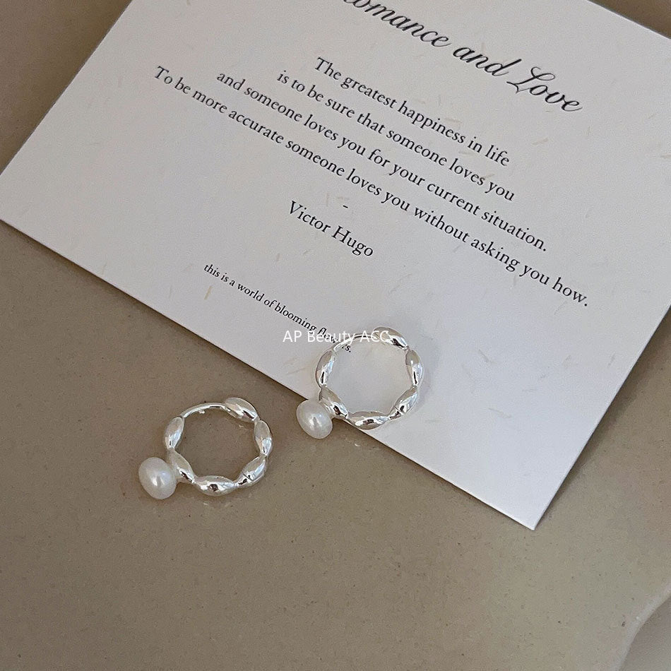 F관 - 925 실버 진주 올리브 링 귀걸이 [C1242] 25.10-2