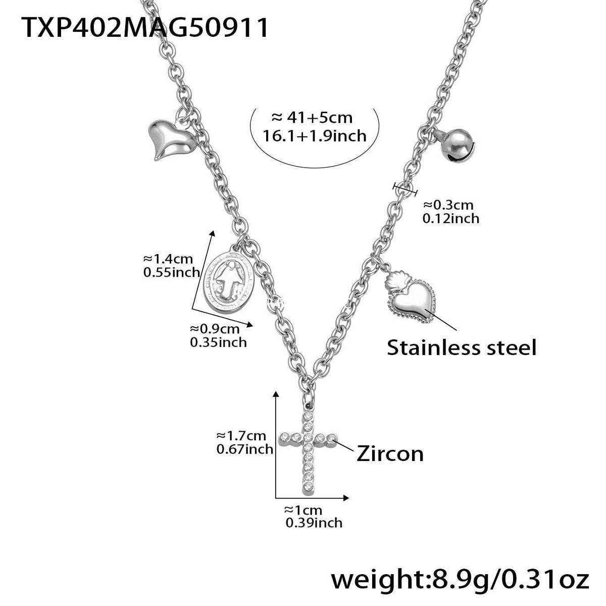 D관 - 스테인리스 스틸 십자가 해양생물 펜던트 목걸이 팔찌 [TXP402-TXE402-P1049] 25.09-3