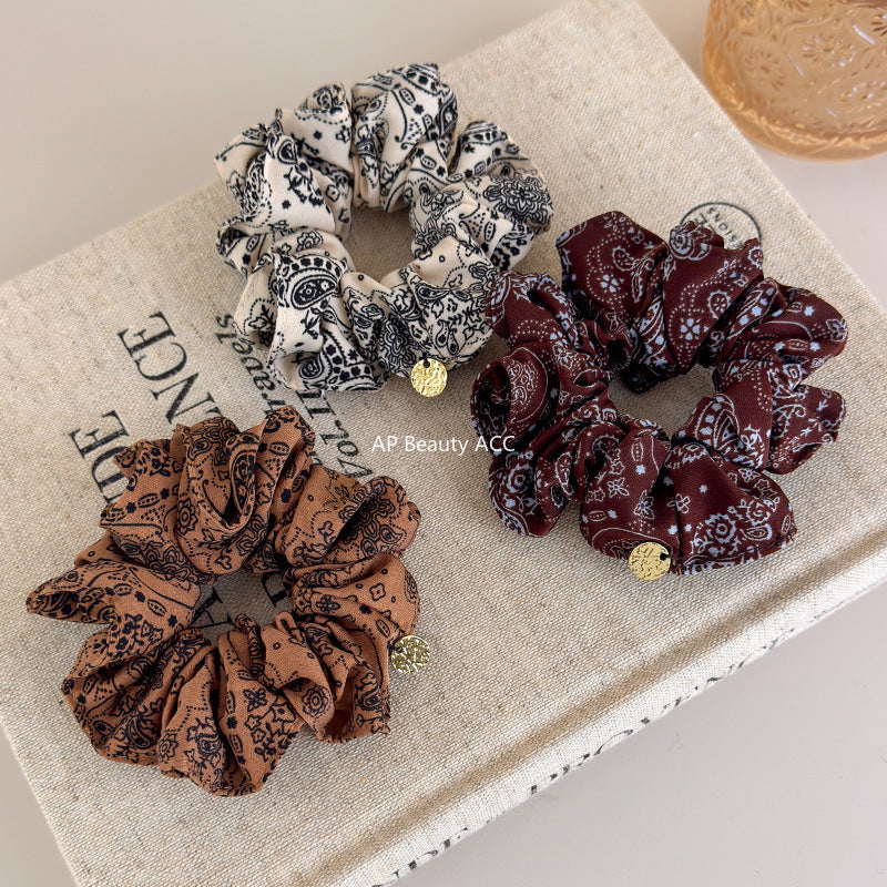 E관 - 빈티지 페이즐리 패턴 포니테일 곱창 헤어밴드 [27578] 25.10-3
