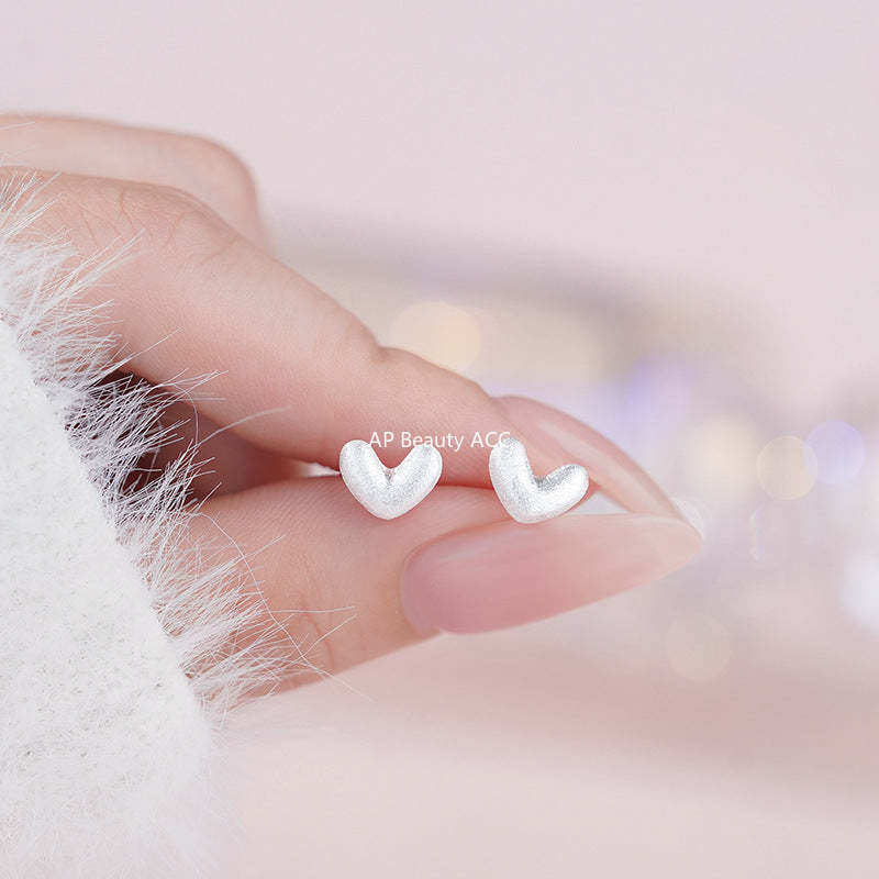 B관 - 999 실버 샌딩 하트 디자인 귀걸이 [YC8923E_1] 25.10-4