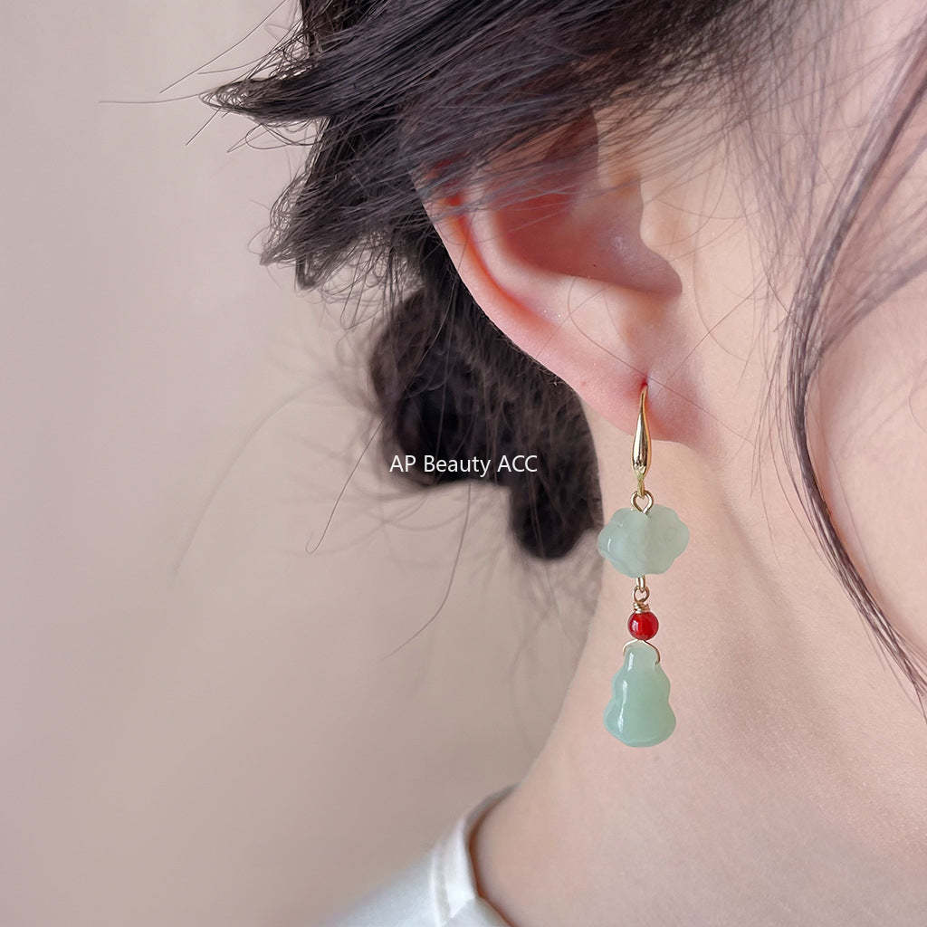 C관 - 14K 도금 복고풍 기하학적 클로버 핸드메이드 귀걸이 [4085] 24.05-3