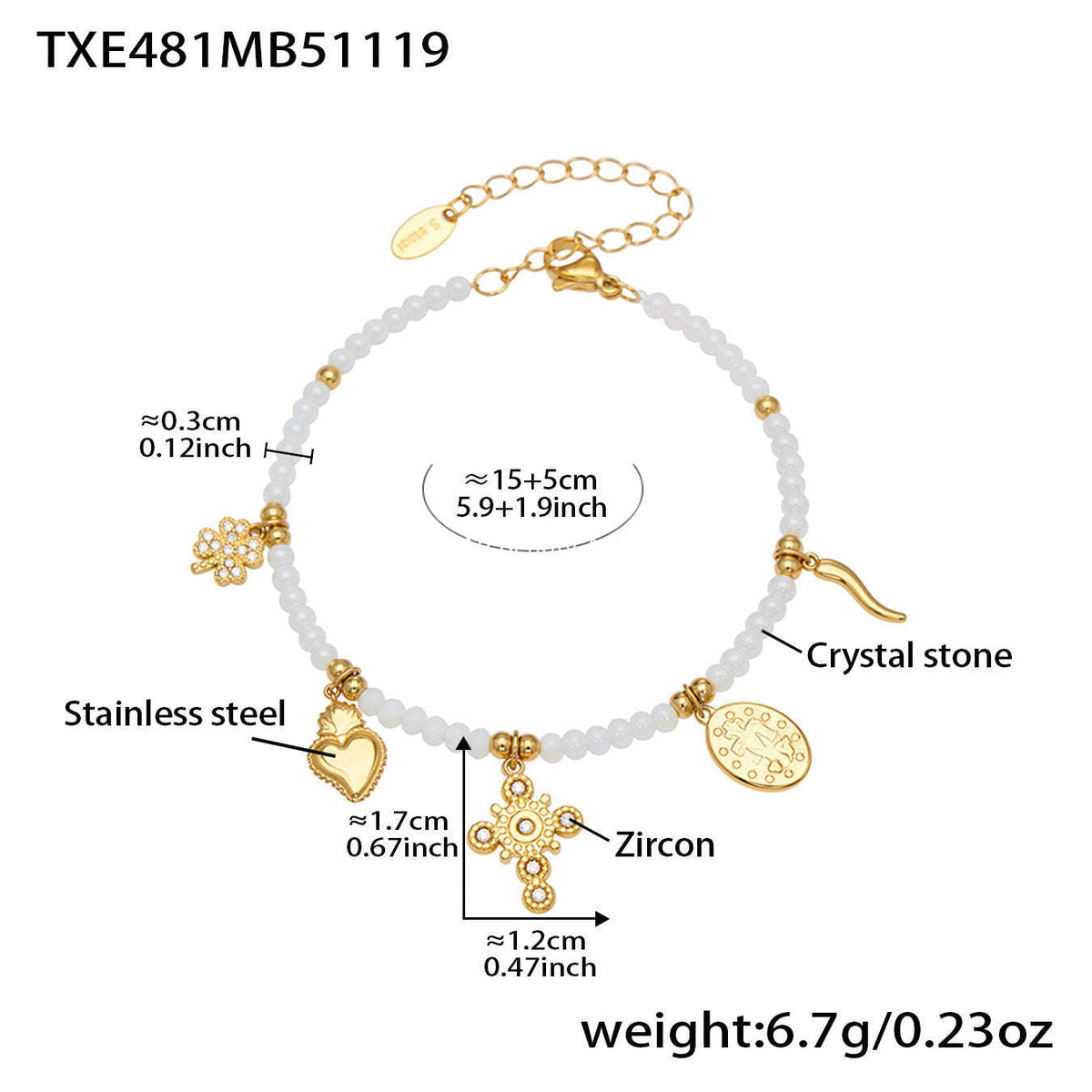 D관 - 스테인리스 스틸 크리스탈 펜던트 큐빅 팔찌 목걸이 [TXP481] 25.11-4