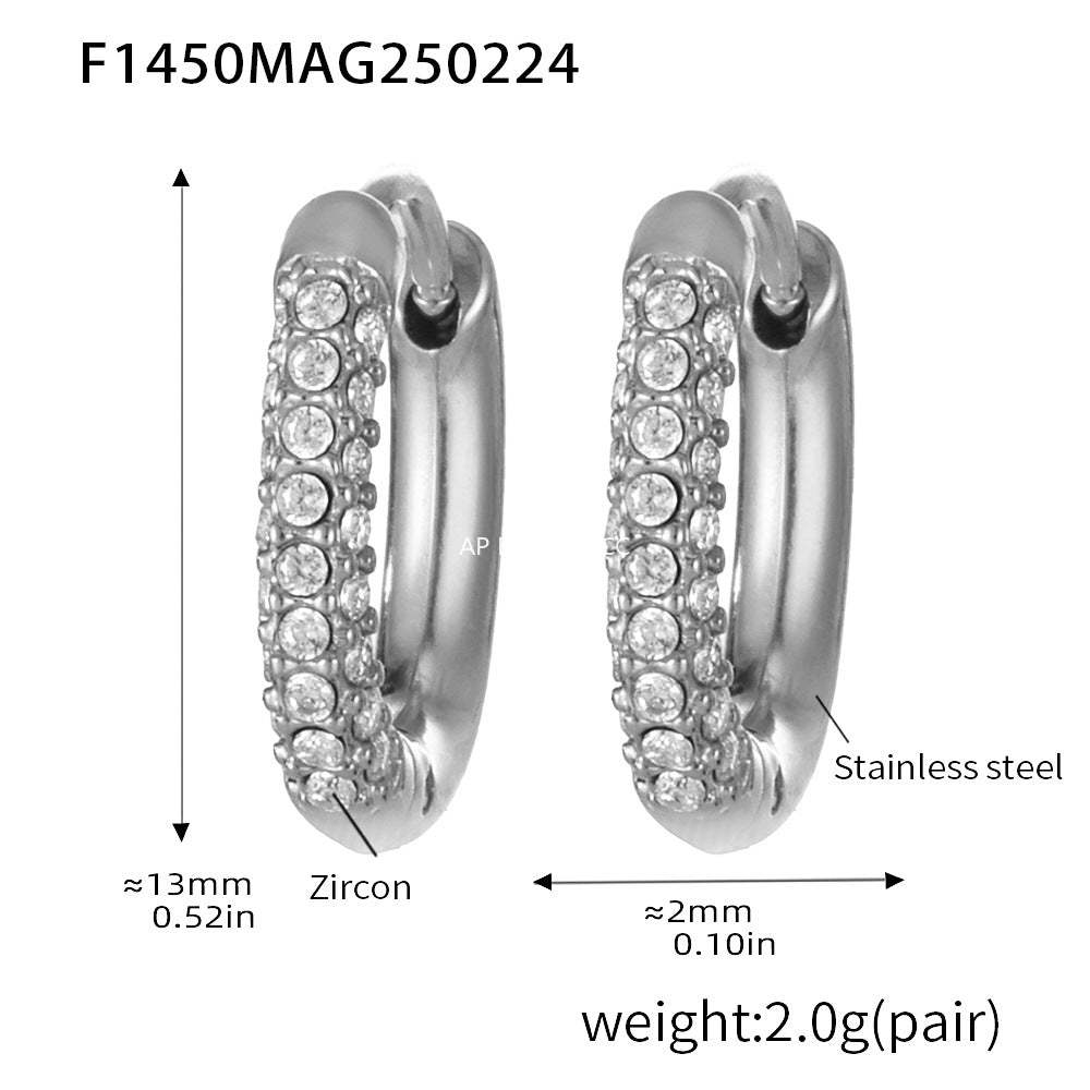 D관 - 큐빅 진주 스테인리스 스틸 18K 도금 귀걸이 [F1449-F1450-F1451] 25.02-3