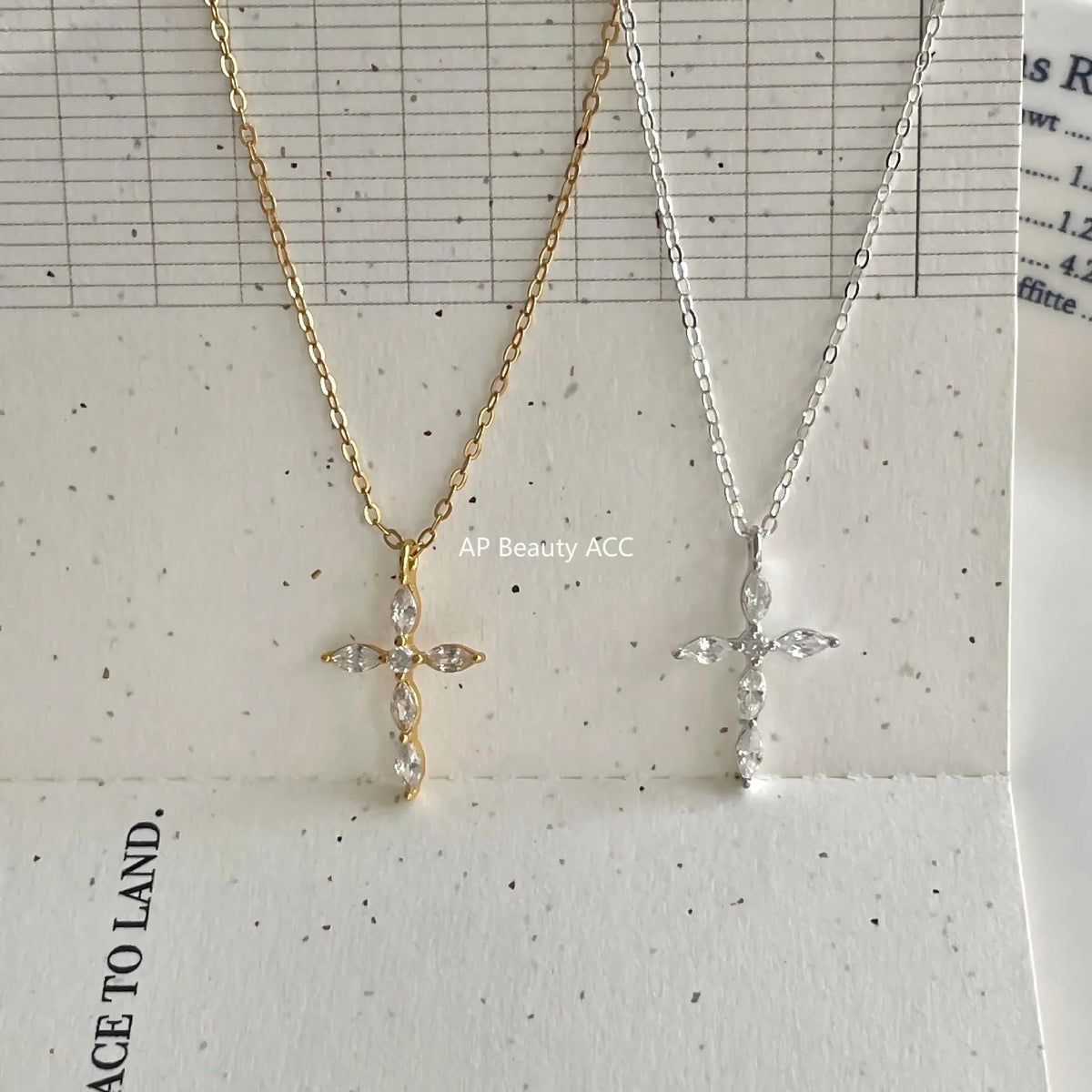 F관 - 925 실버 큐빅 십자가 펜던트 목걸이 [B1387] 25.11-4