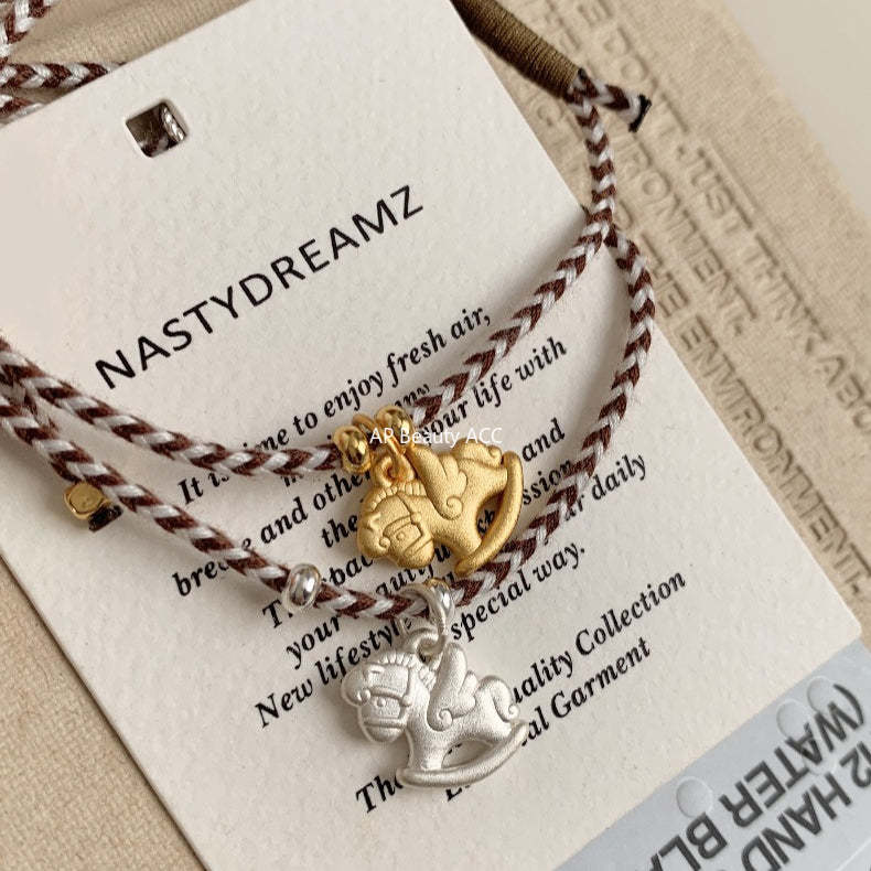 A관 - 925 실버 목마 말 펜던트 핸드메이드 스트랩 팔찌 [1630] 25.12-3