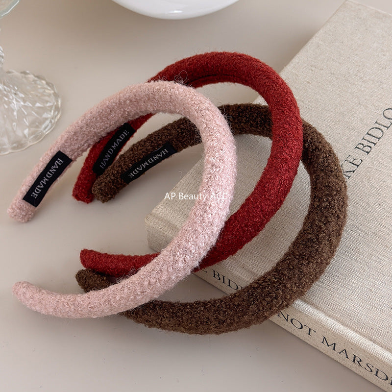 E관 - 양털 니트 단색 볼륨 스펀지 머리띠 [24431] 25.10-3