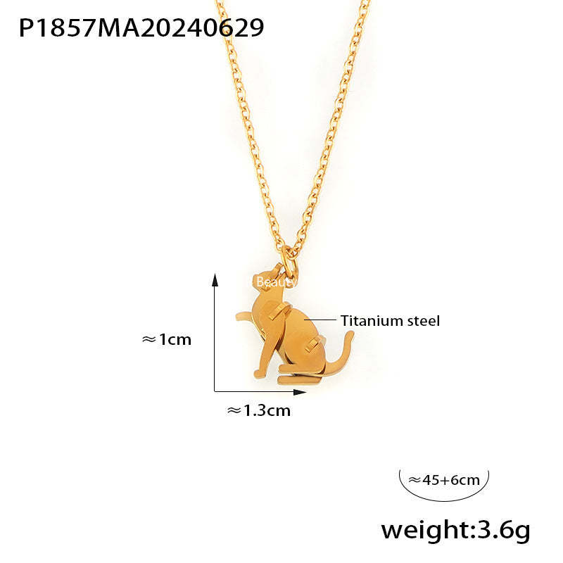 D관 - 티타늄 스틸 18K 도금 동물 펜던트 블레이드 체인 캐주얼 목걸이 [P1857-P1694] 24.07-1